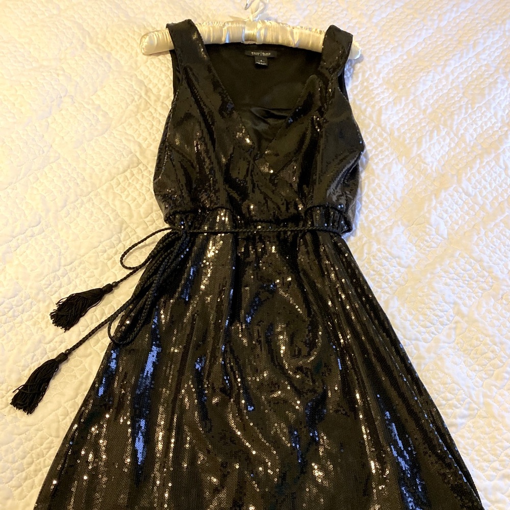 White House Black Market Sequin Black Dress